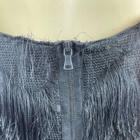 Milly Women's Black Fringe Sleeveless Mini Dress Sz 6 - New - Picture 5 of 9